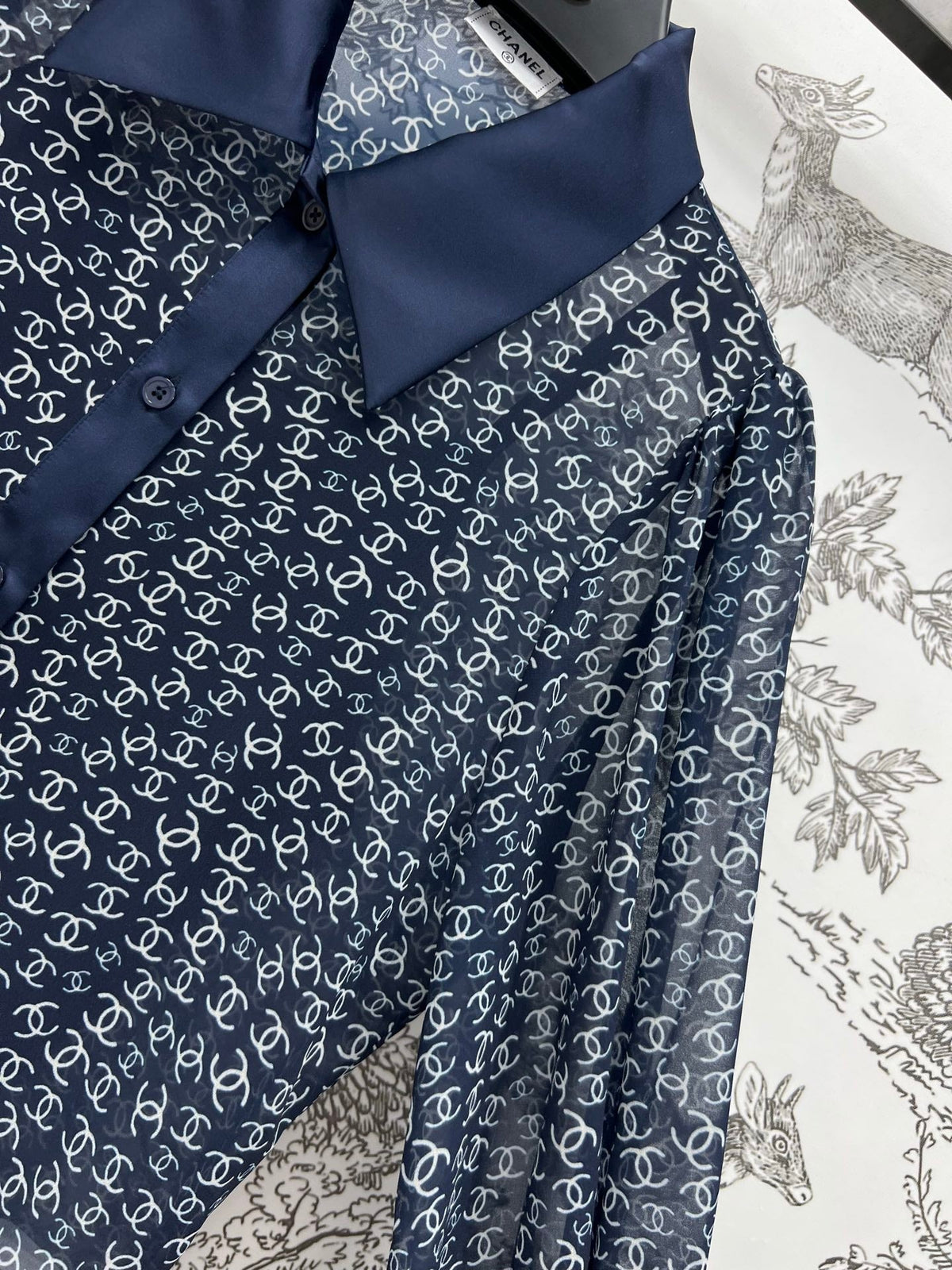 CC 25 Full-printed Logo Two-piece Shirt Dark Blue Polyester Fiber