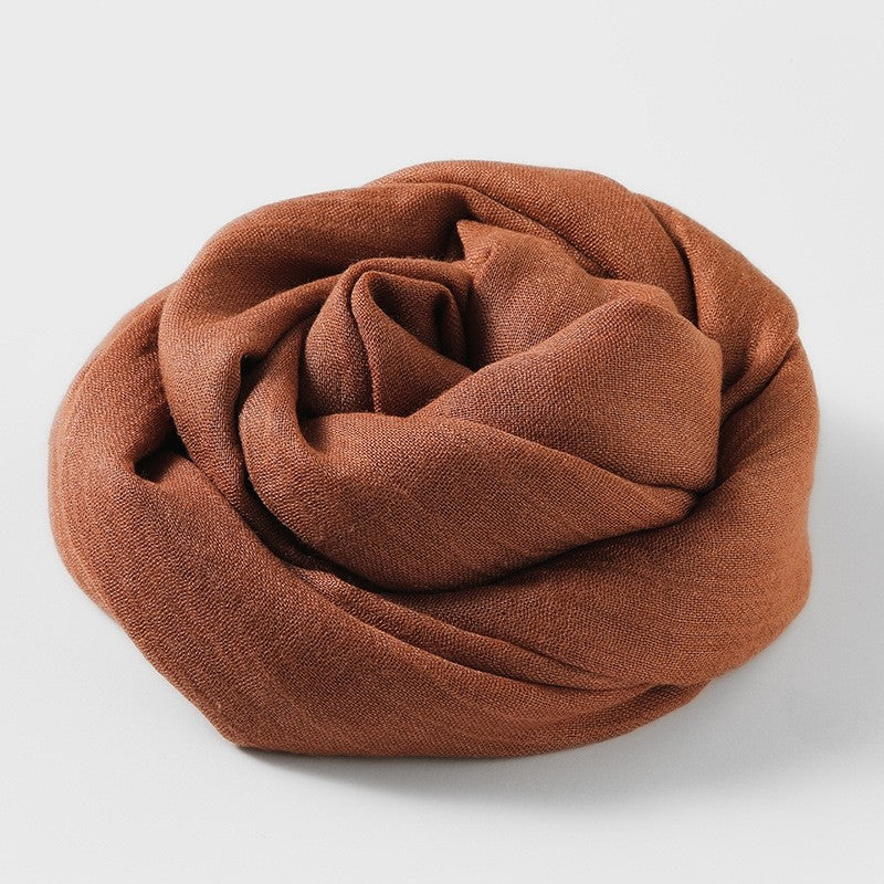 Solid Color Cotton And Linen Beach Long Scarf