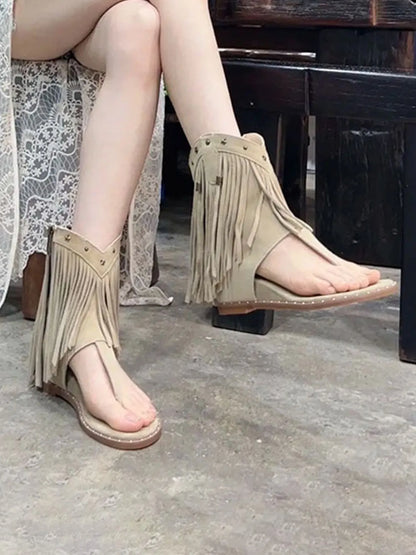 Ximena Studded Tassel Peep-Toe Booties