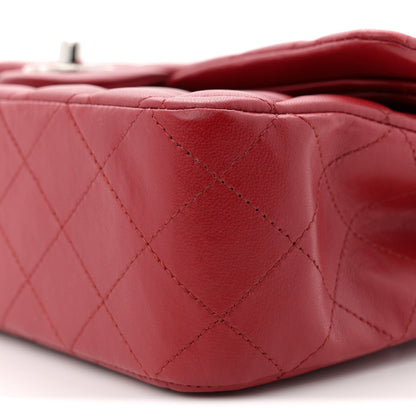 Lambskin Quilted Medium Double Flap Red