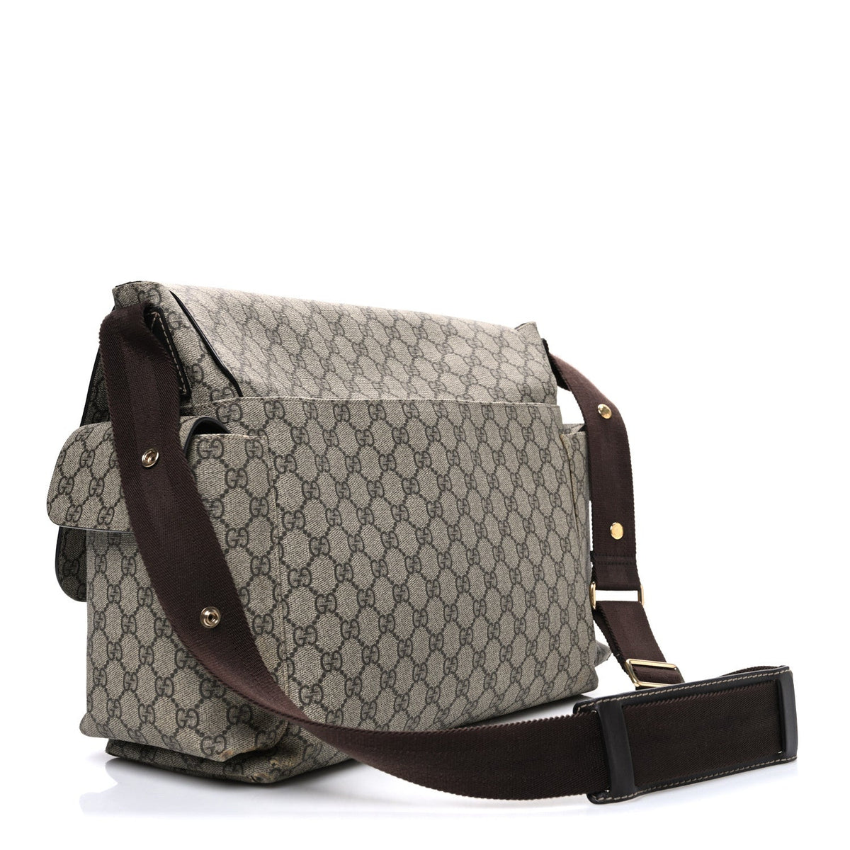 GG Plus Monogram Messenger Diaper Bag Dark Brown