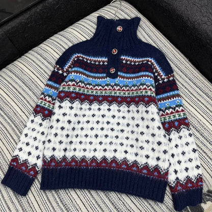 CC 2025 Sweater Navy Blue mix White Wool 325883