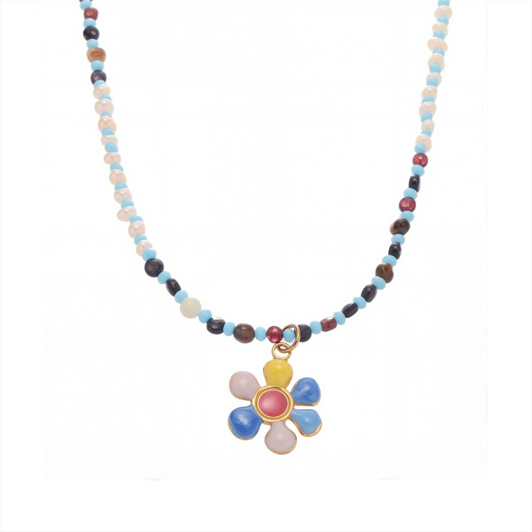 Bauai - Colorful Flat Bead Pendant Necklace - Elegant &amp; Charming