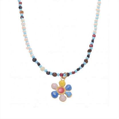 Bauai - Colorful Flat Bead Pendant Necklace - Elegant &amp; Charming