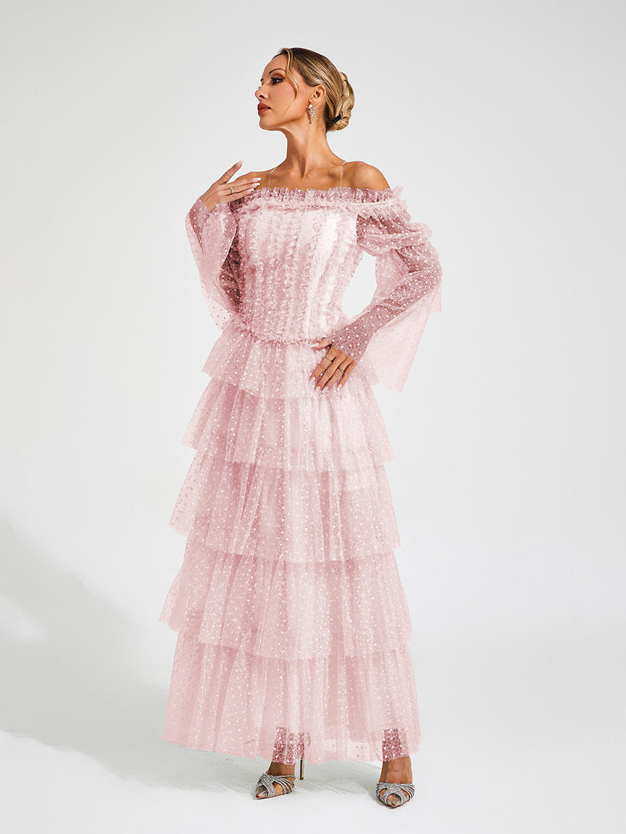 Giuliana Mesh Tiered Maxi Dress