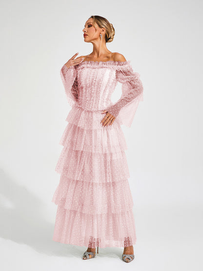 Giuliana Mesh Tiered Maxi Dress