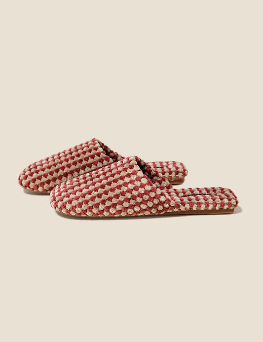 Color Block Cozy Textured Woven Slippers