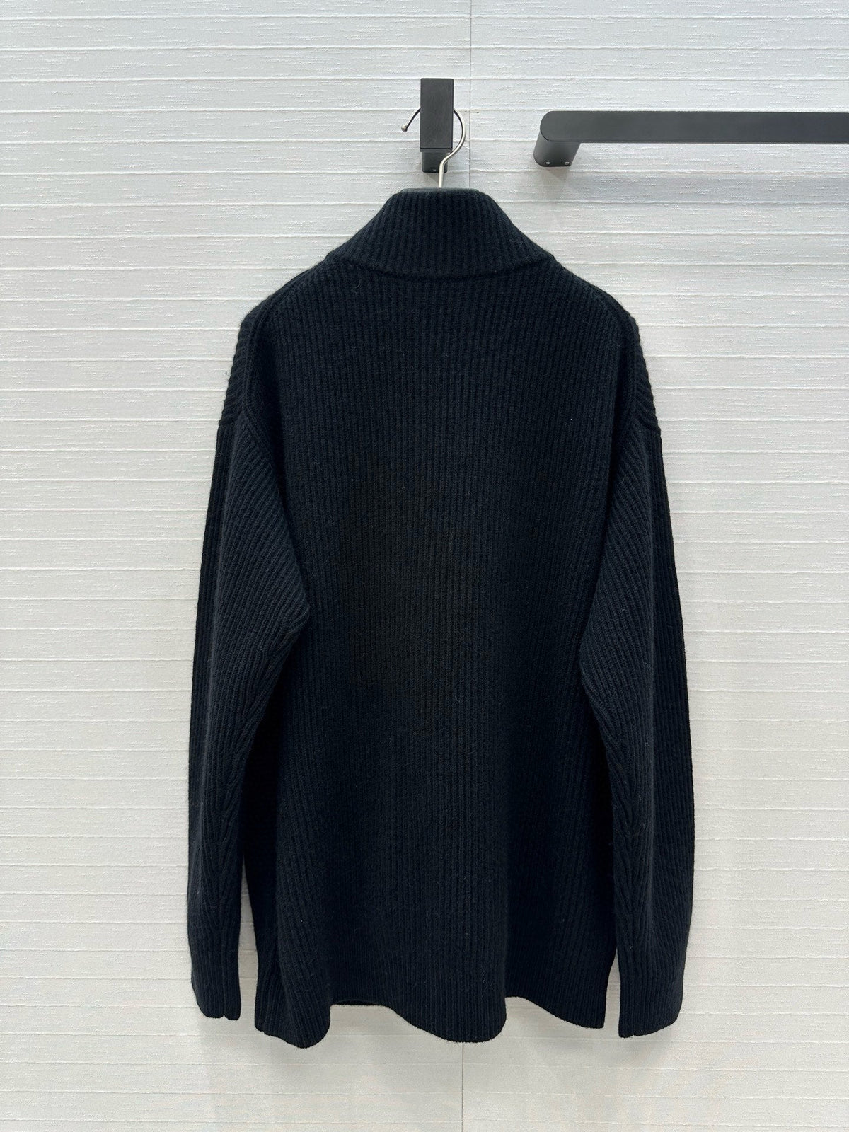 HM 25S Zipped Jacket H Leather Pockets in Black Cashmere 305011