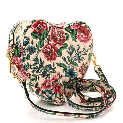 Matelasse Diagonal Brit Roses Print Mini Interlocking G Heart Shoulder Bag Multicolor