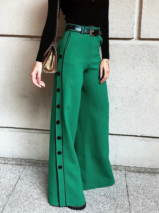 H-line Wide Leg Solid Color Pants