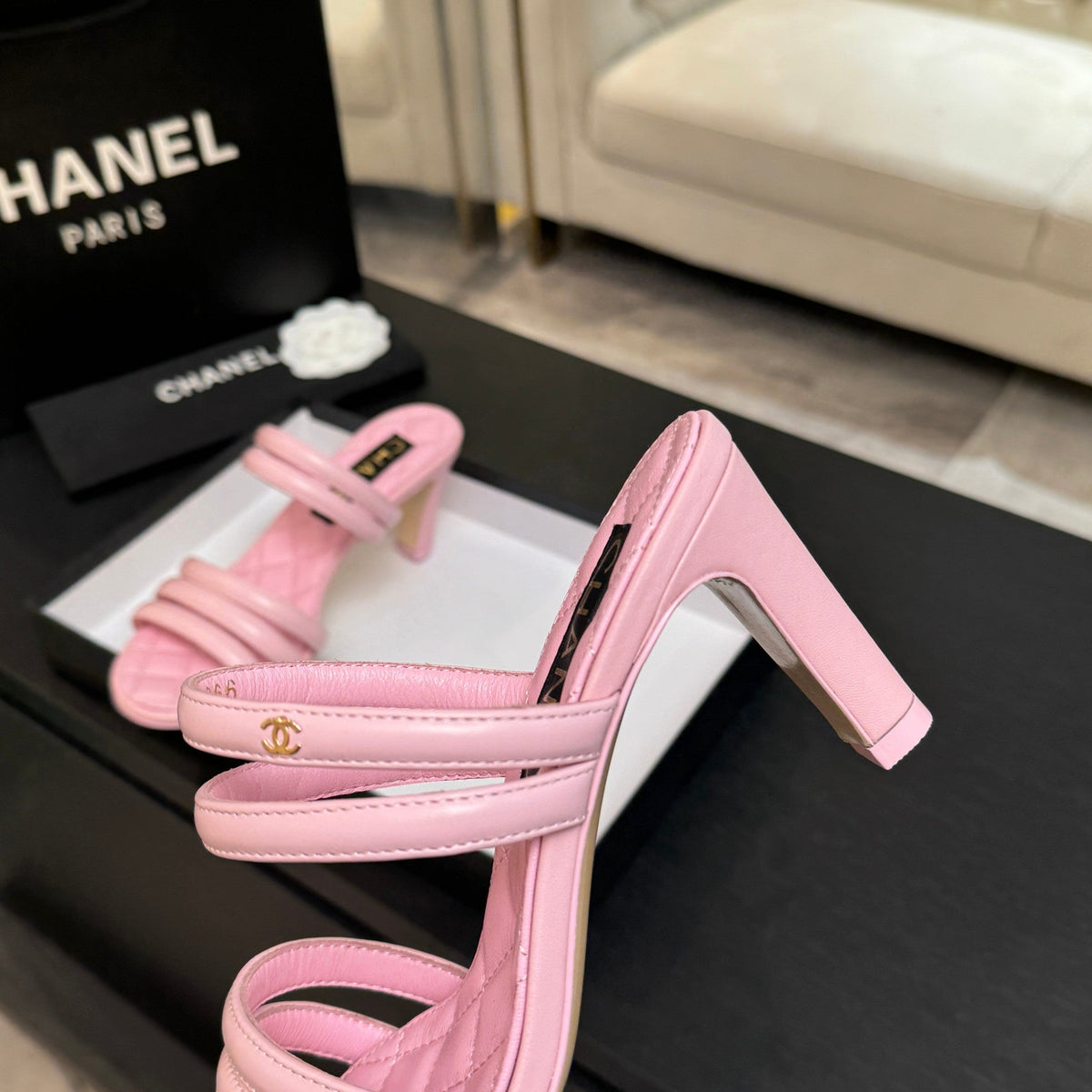 CC 26C Double C Strap Sandals PInk Sheepskin