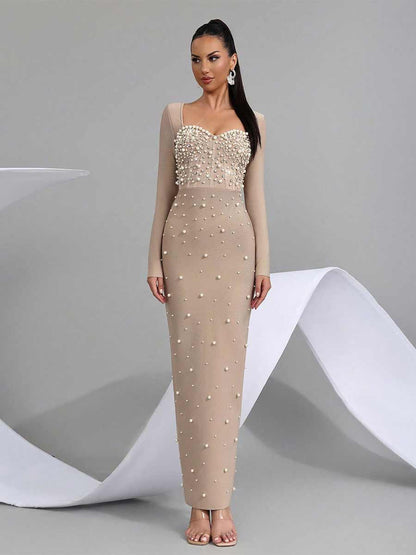 Julieta Pearl Diamond Maxi Dress