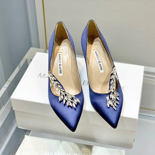 Manolo Women's Nadira Pumps 70 Blue Satin
