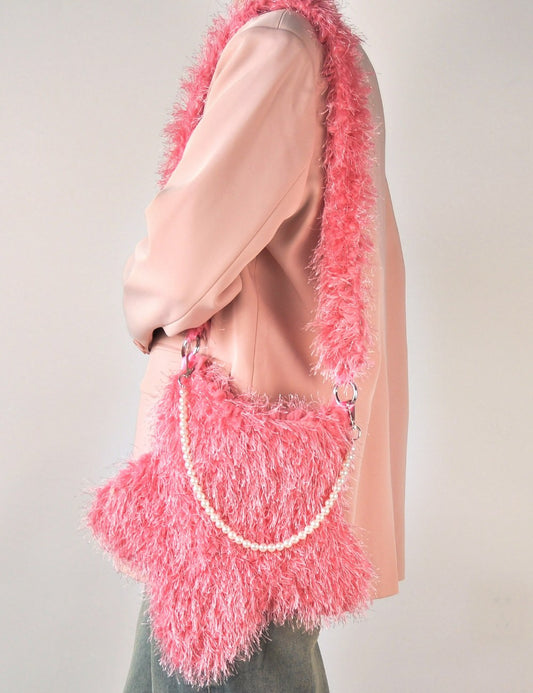 Star Shaped Cute Tassel Plush Shoulder Bag