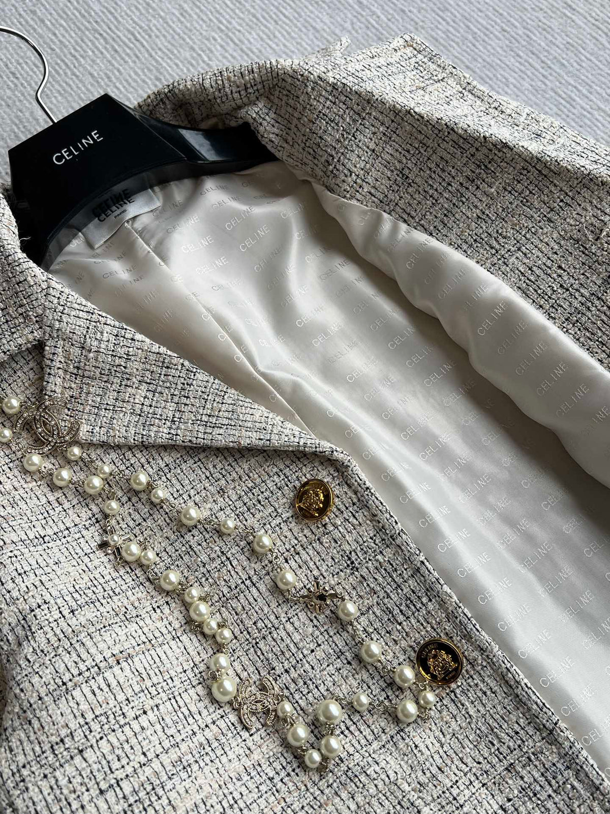 Celine 25 Coat Beige Polyester Cotton