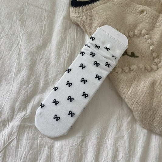 Rufia - Bow Pattern Mid-Calf Socks