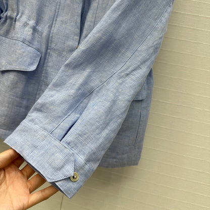 LP 25 Stand-up Collar Jacket Blue Linen 272165