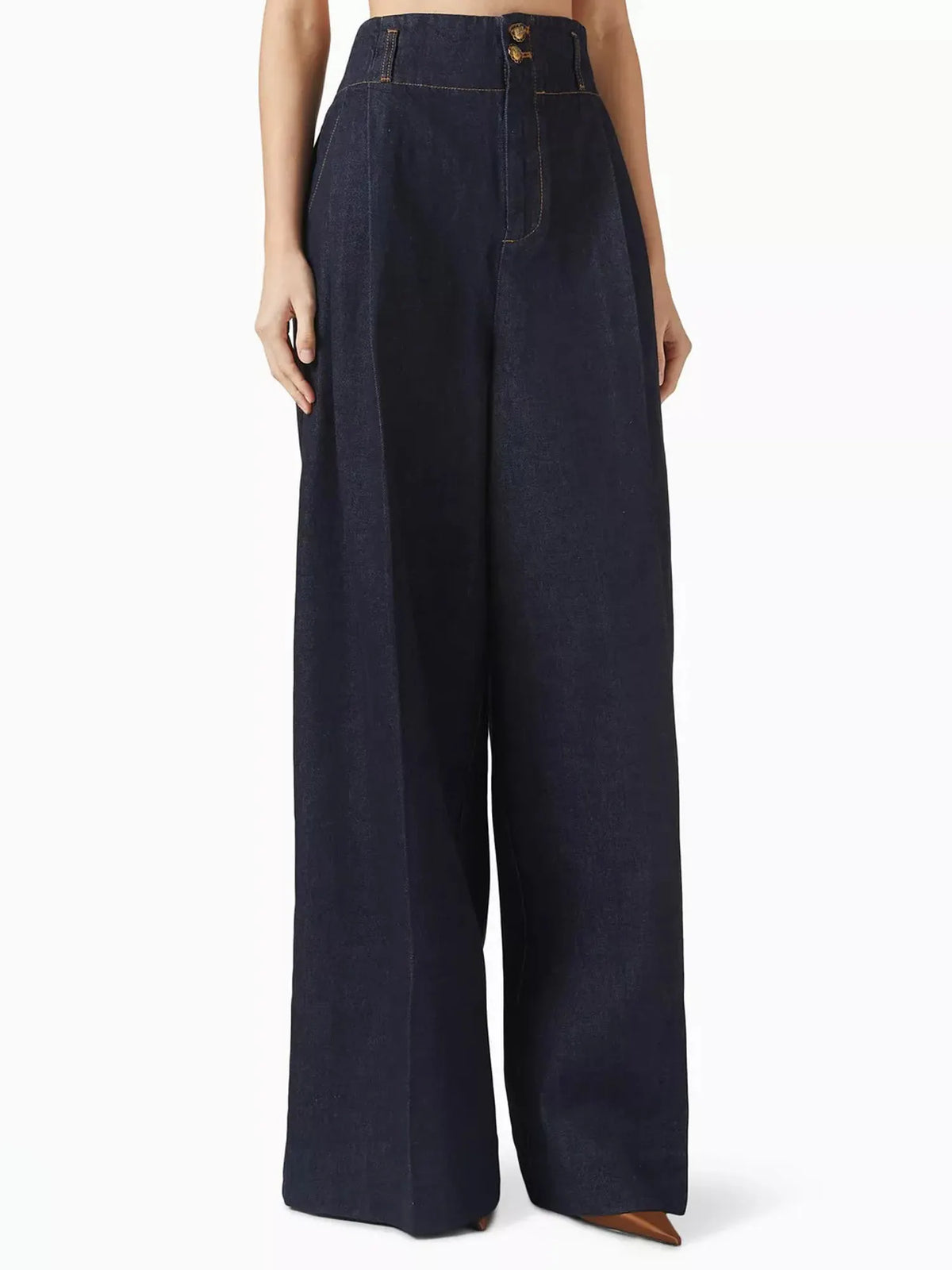 Savannah Minimalist-style Denim Top and Trousers Set