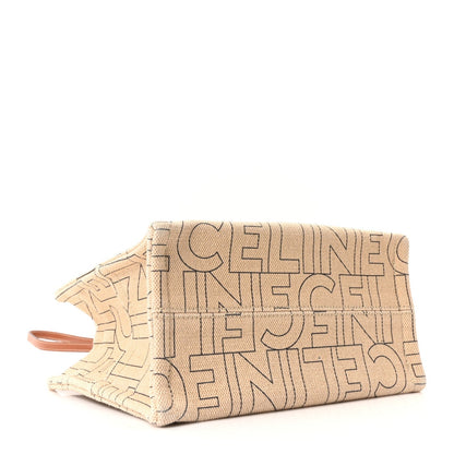 Textile Calfskin All Over Print Small Triomphe Cabas Thais Natural Tan