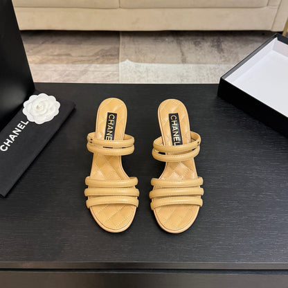 CC 26C Double C Strap Sandals Beige Sheepskin
