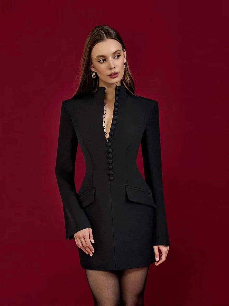 Autumn Shaped Neckline Mini Dress