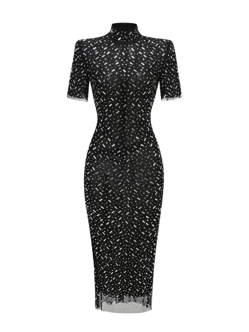 Osric Short Sleeve Diamond Mesh Dress