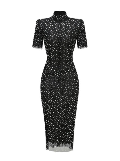 Osric Short Sleeve Diamond Mesh Dress