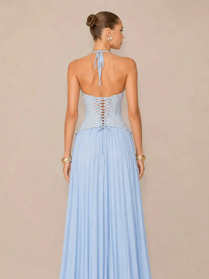 Kalina Ruched Halter-Neck Bodycon Maxi Dress