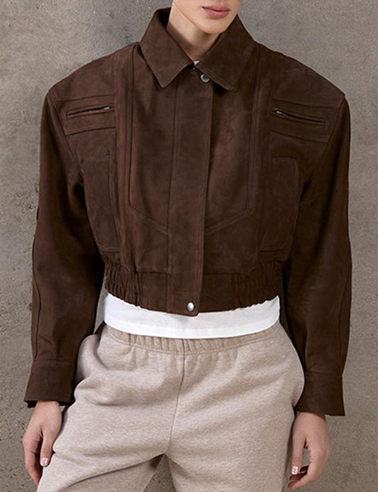 Vintage Lapel Collar Long Sleeve Zipper Jacket