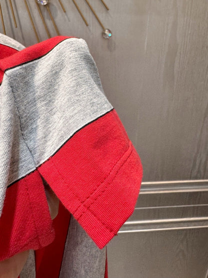 Miumiu 2026 Striped Polo Shirt Red and Grey Cotton