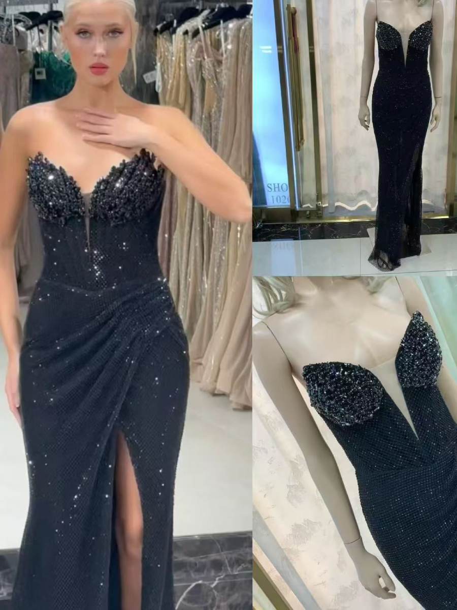 Elodie Strapless Rhinestone Maxi Dress