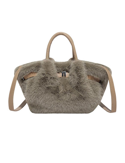 Soft Faux Fur Fluffy Tote Shoulder Bag