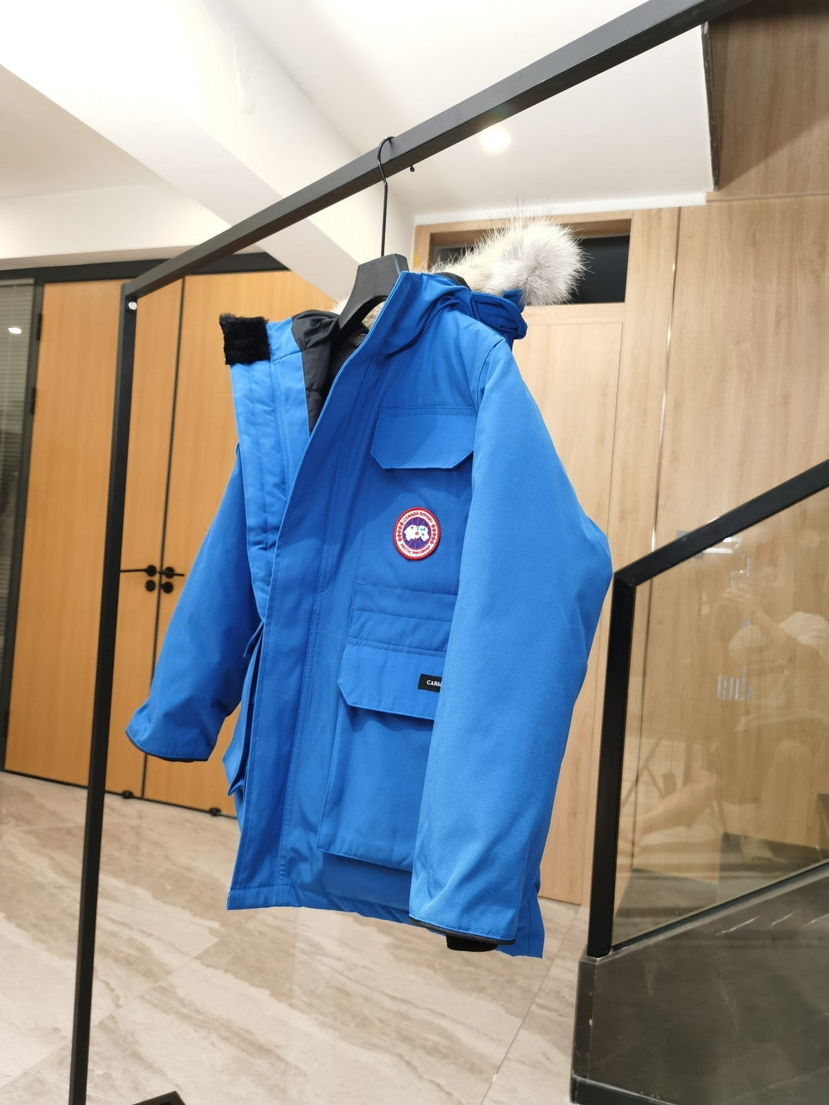 Canada Goose Children Parka Jacket Blue Fox Fur Polyester Cotton