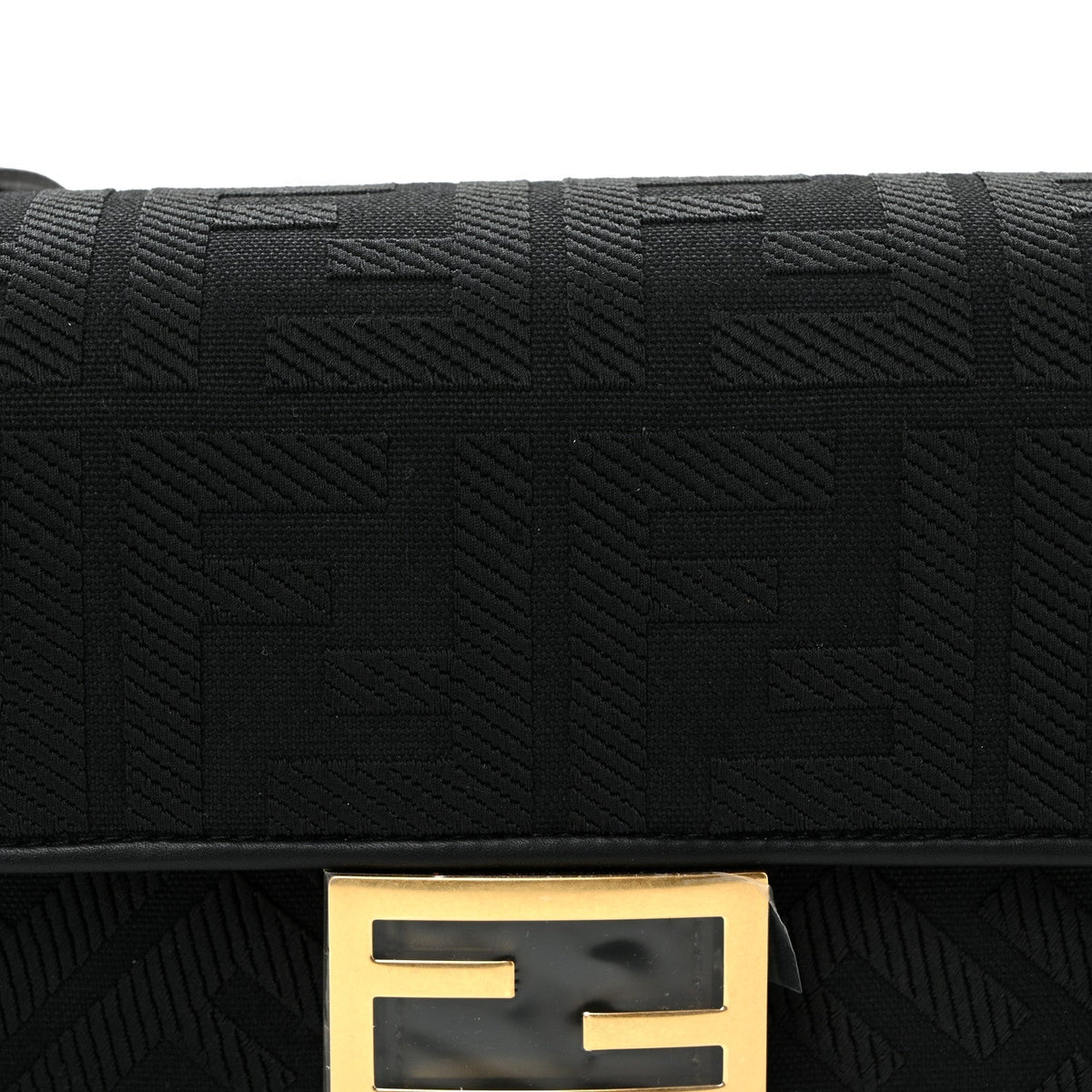 Canvas Vitello King Extra Strap FF Embroidered Baguette Black