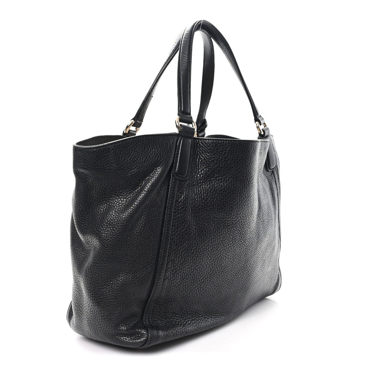 Pebbled Calfskin Medium Soho Shoulder Bag Black