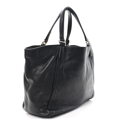 Pebbled Calfskin Medium Soho Shoulder Bag Black