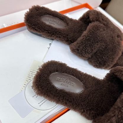 HM Oran Sandal Chocolate Wool 598201