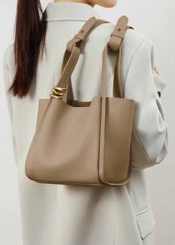 Bucket Tote Genuine Leather Elegant Contemporary Design