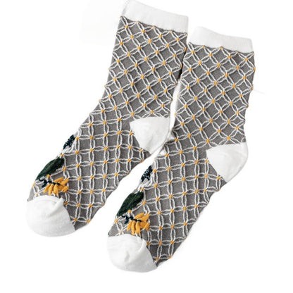 Rufia - Women's Vintage Mid-Calf Quarter Socks - Classsic &amp; Delicate