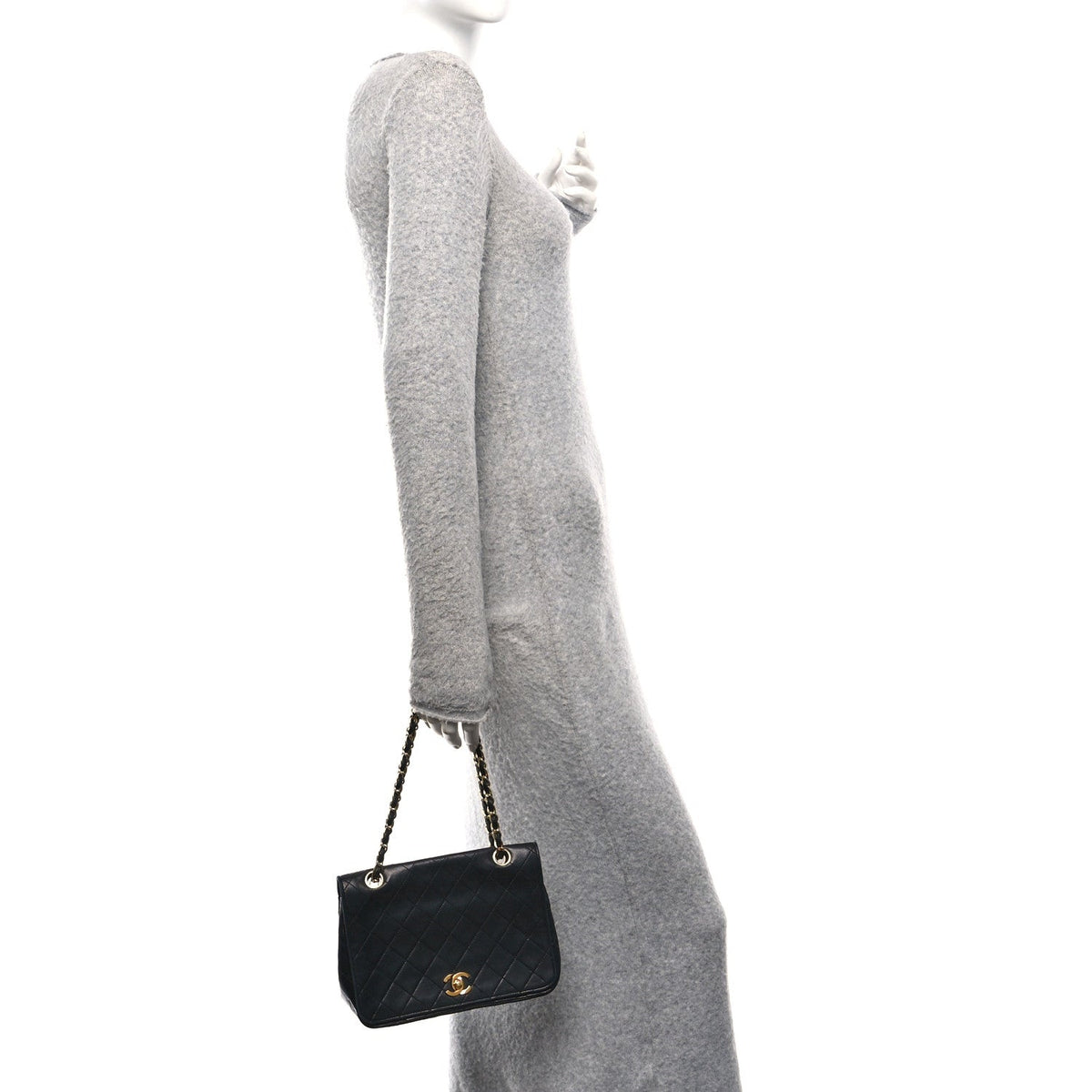 Lambskin Quilted Small Single Flap Black