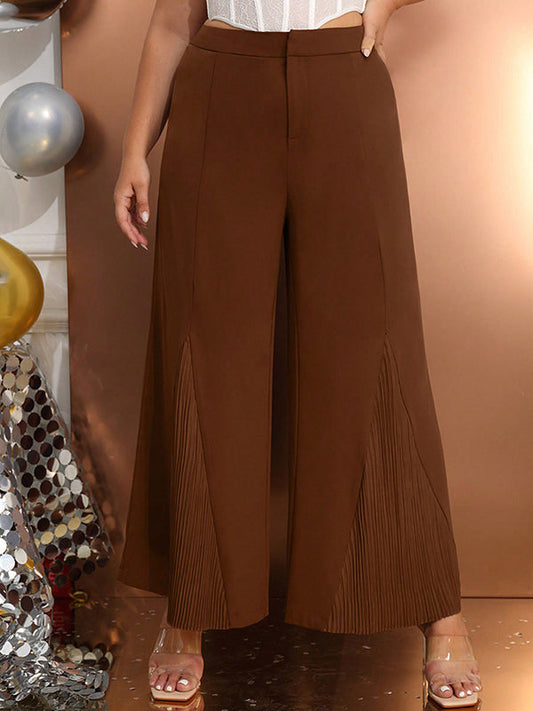 Wide Leg Solid Color Casual Pants Bottoms Trousers