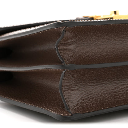 GG Supreme Monogram Textured Dollar Calfskin Web Small Ophidia Padlock Top Handle Bag Beige Ebony New Acero