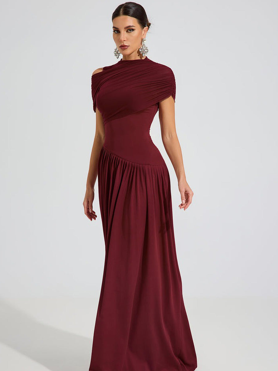 Avery One-Shoulder Draped Maxi Dress