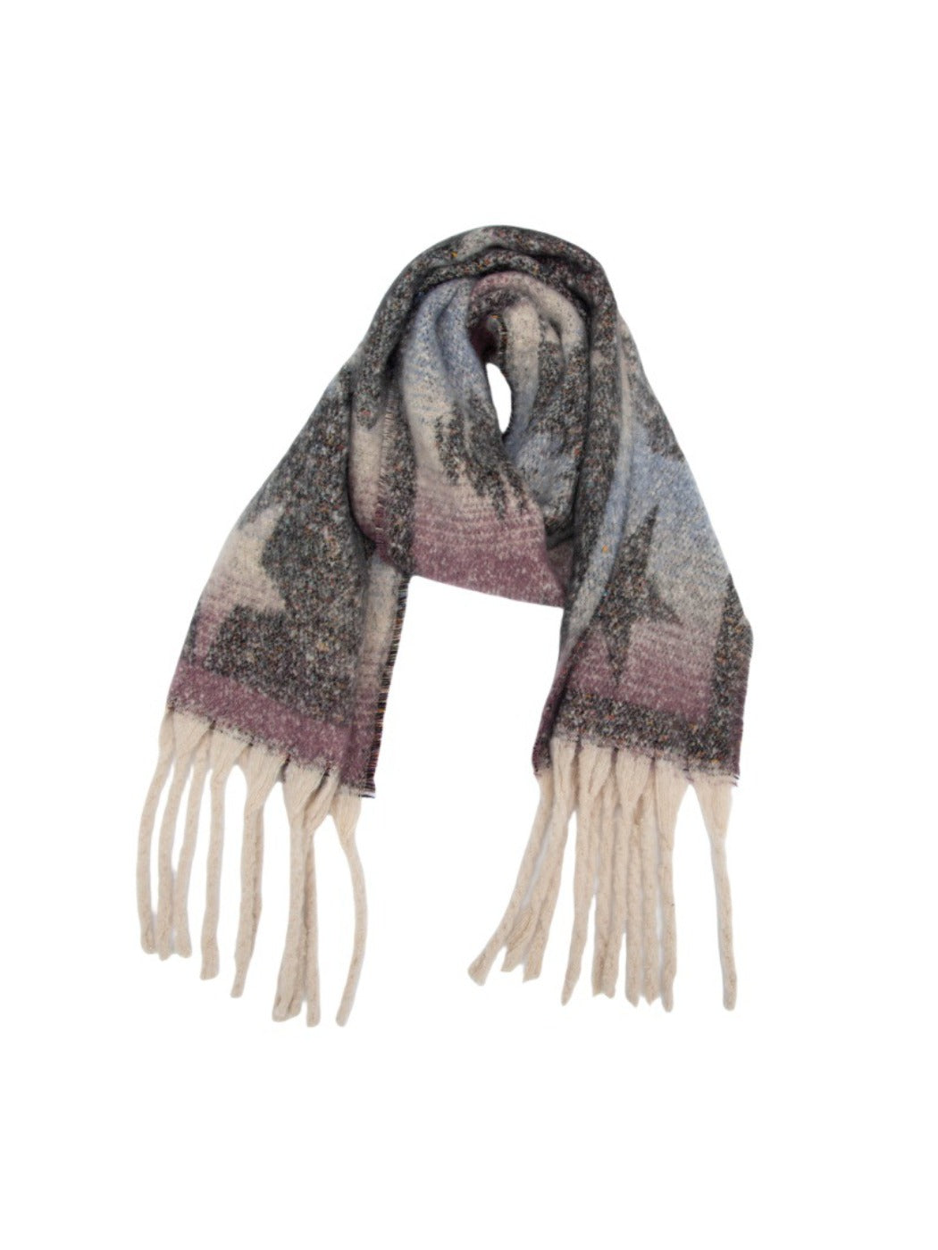 Scarvii - Winter Scarf with Star Jacquard and Tassels