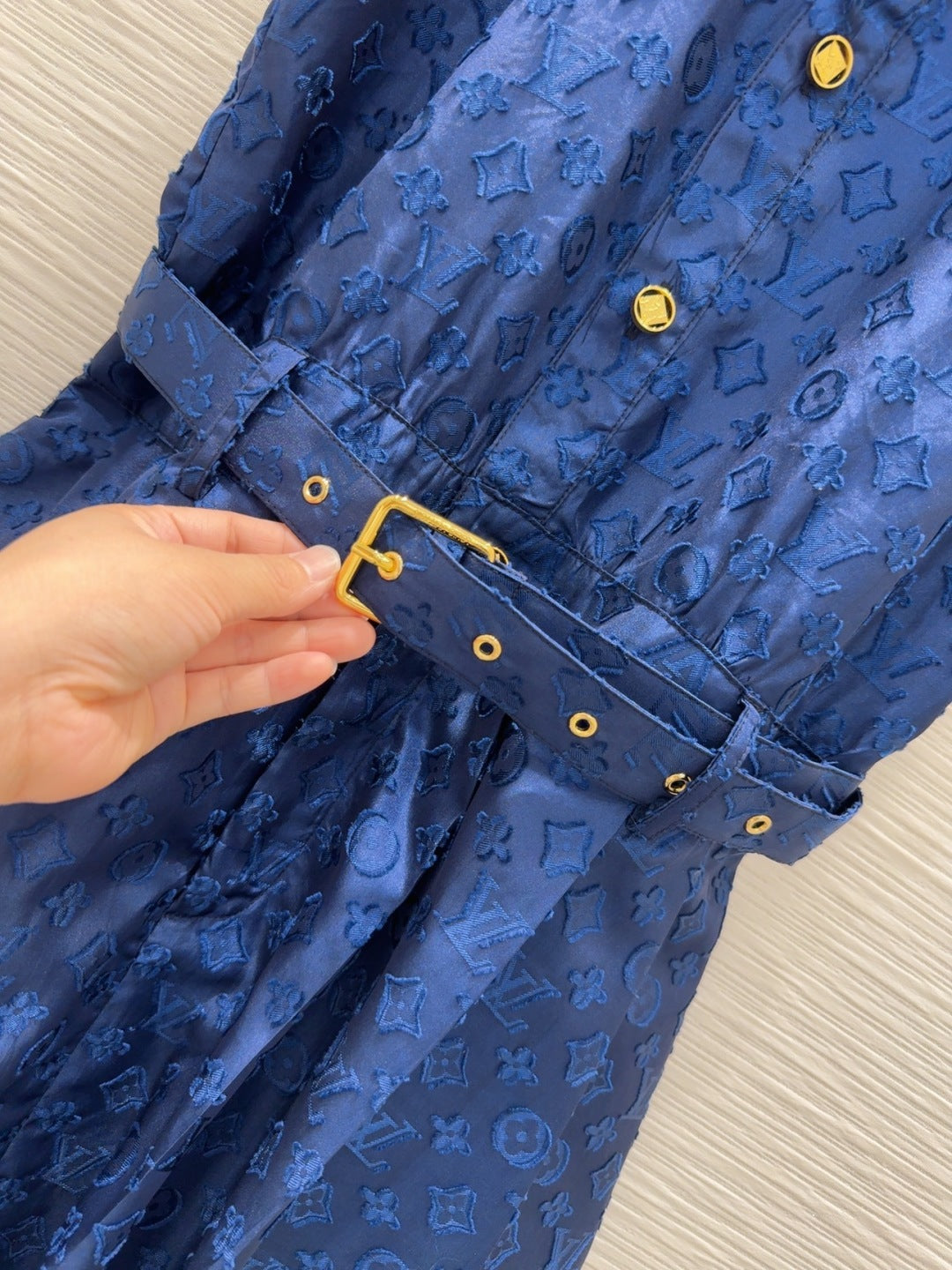LV 25S Classic Stylish Dress Blue Polyester