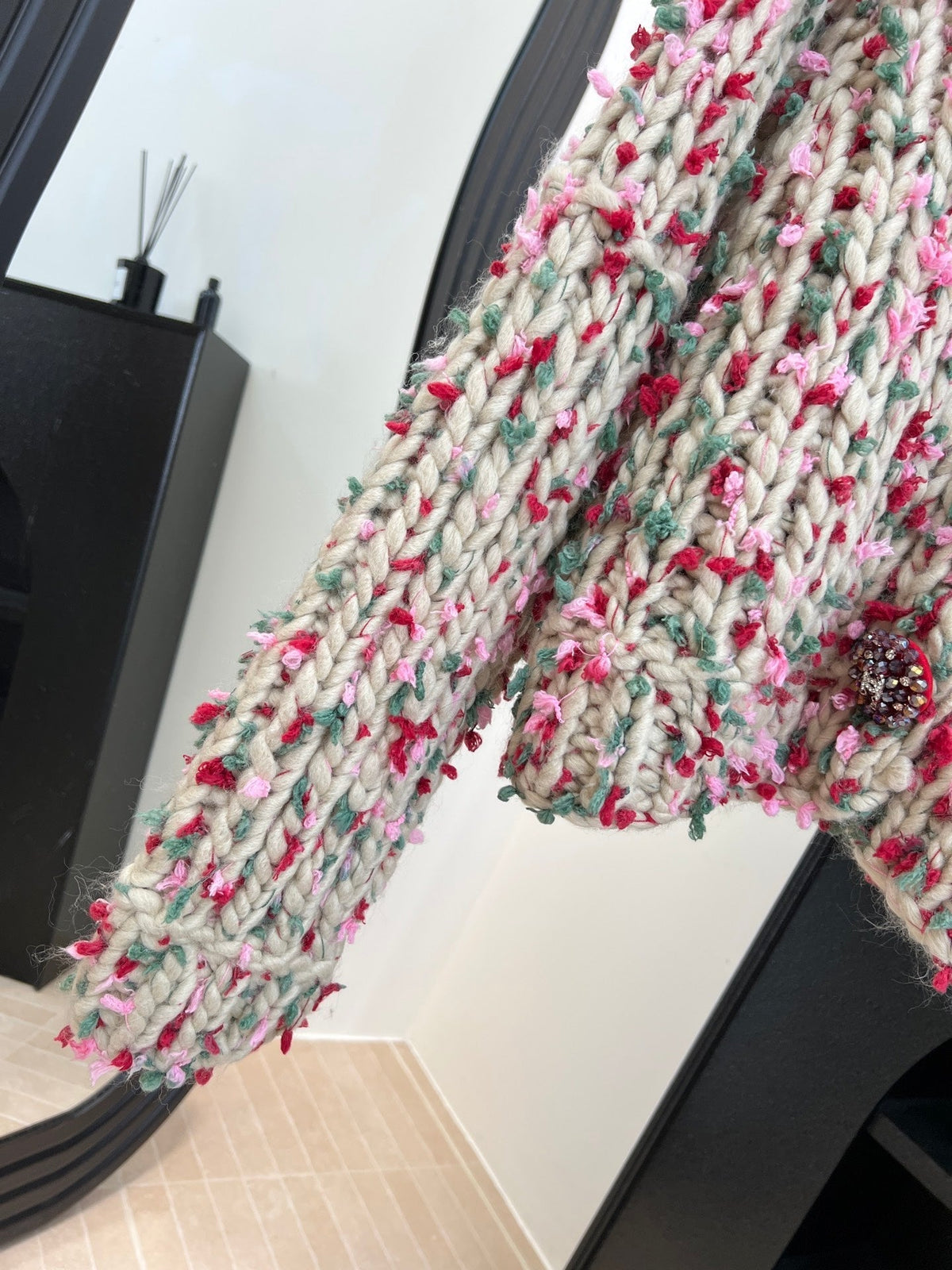 Chanel Hand-crocheted Colorful Pom-pom Coat Cashmere