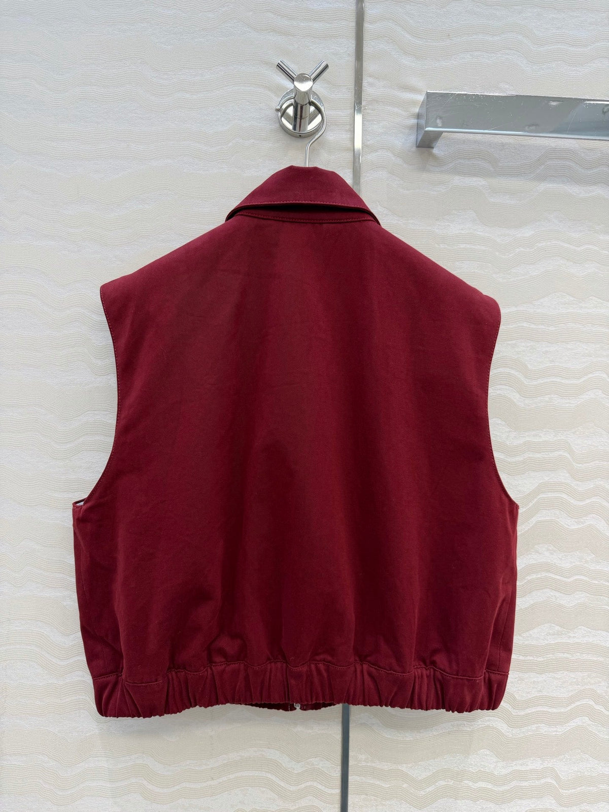 Miu SS26 Washed Poplin Vest Amaranth Red Cotton 346166
