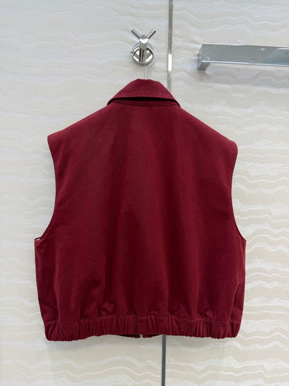 Miu SS26 Washed Poplin Vest Amaranth Red Cotton 346166