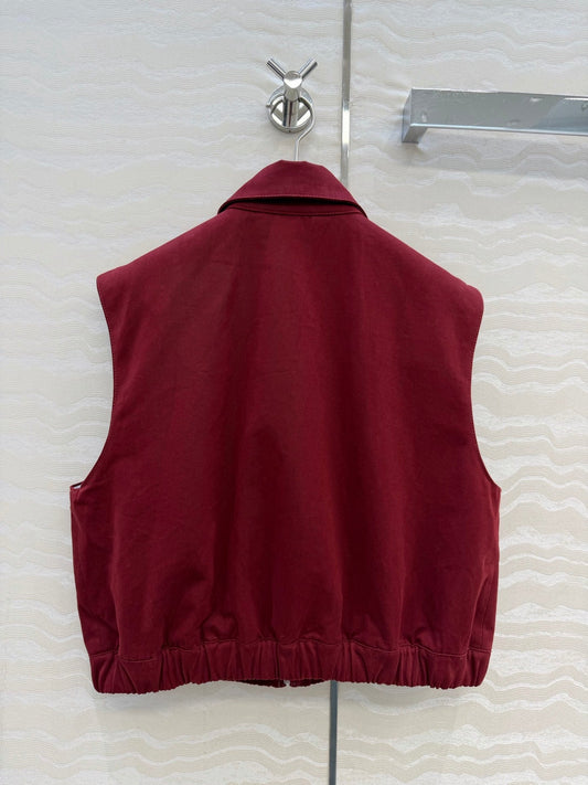 Miu SS26 Washed Poplin Vest Amaranth Red Cotton 346166