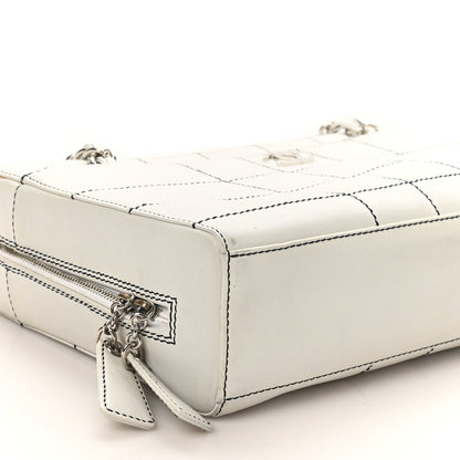 Lambskin Stitched Chocolate Bar Shoulder Bag White